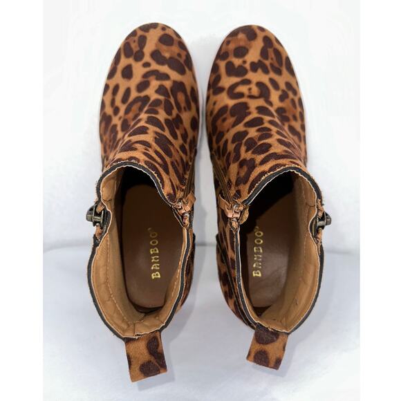 Bamboo Rise Leopard Print Sneaker Wedge Women's Fashion Suede Ankle Boots  8.5 - Picture 6 of 7